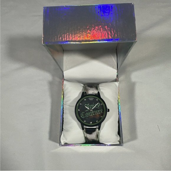 NIB Juicy Couture Black Label Wristwatch JC/1373GNLE ~ Green /Animal‎